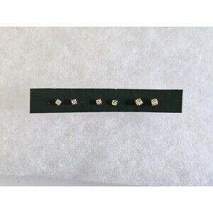 3 Pairs of New Stud Earrings Nickel Free Gold Tone, Small Round Cubic Zirconia